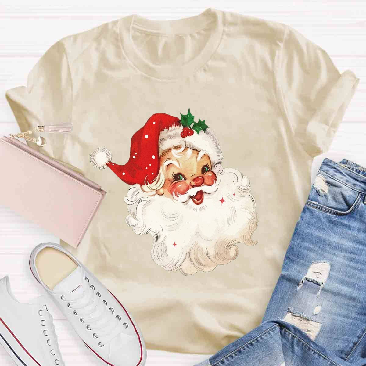 Red Vintage Santa T-Shirt