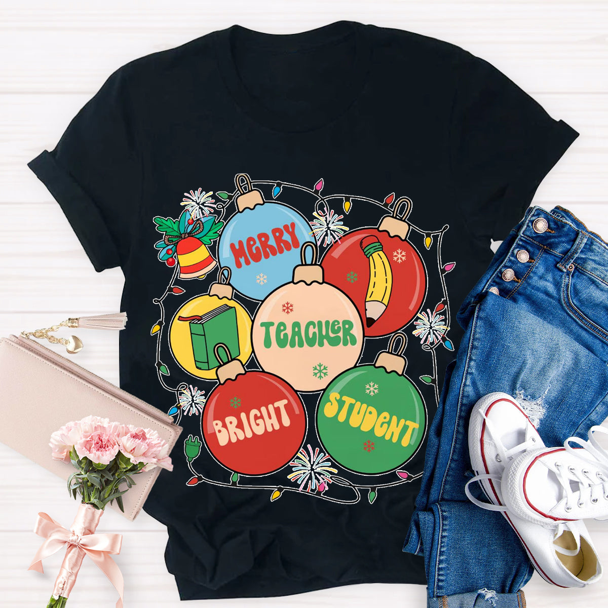 Merry Teacher  Bright Students T-Shirt