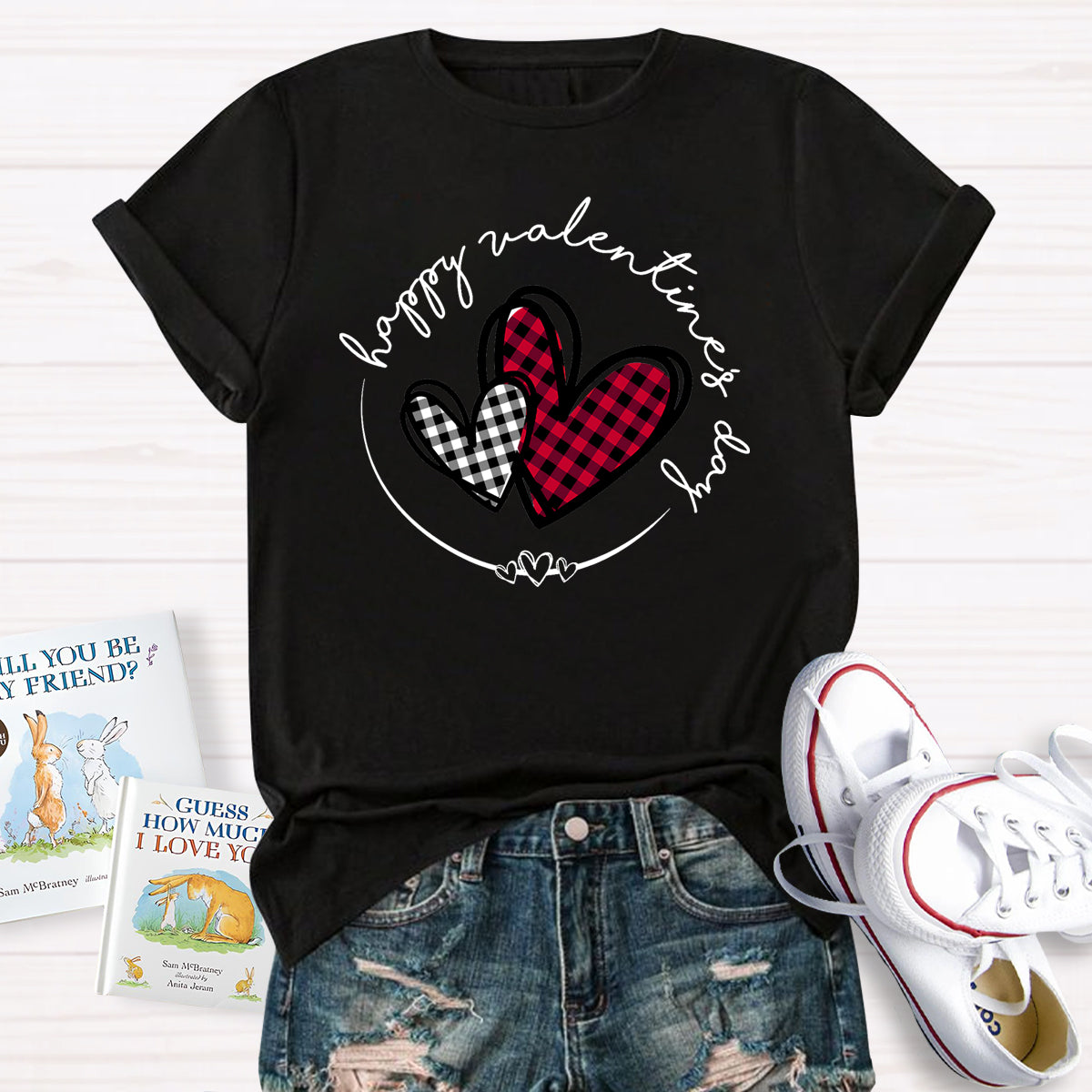 Plaid Heart Valentines Day T-Shirt