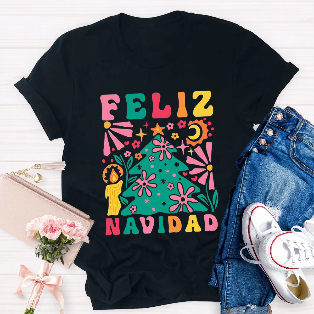 Feliz Navidad Spanish Christmas Teacher T-Shirt