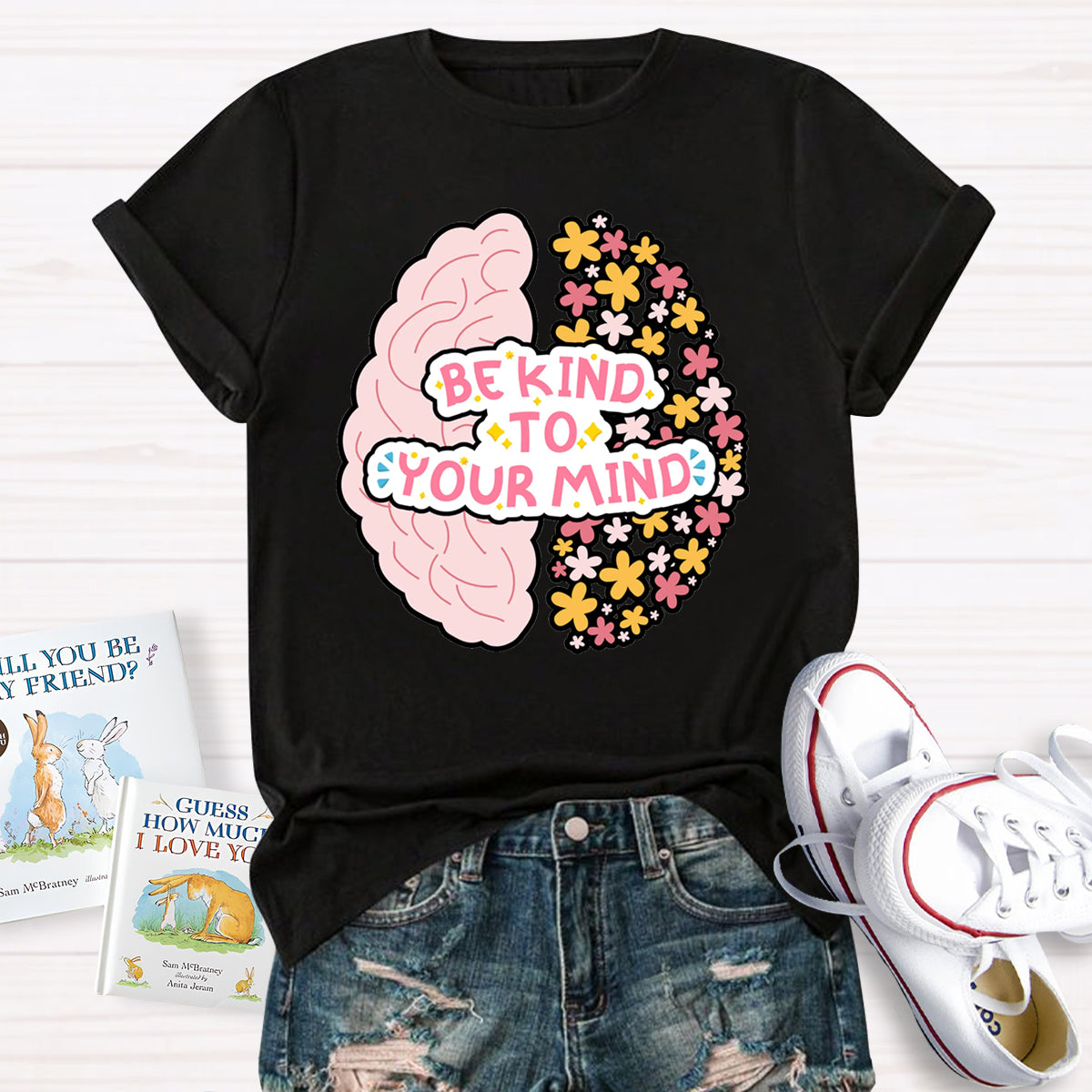 Be Kind To Your Mind Floral Brain T-Shirt