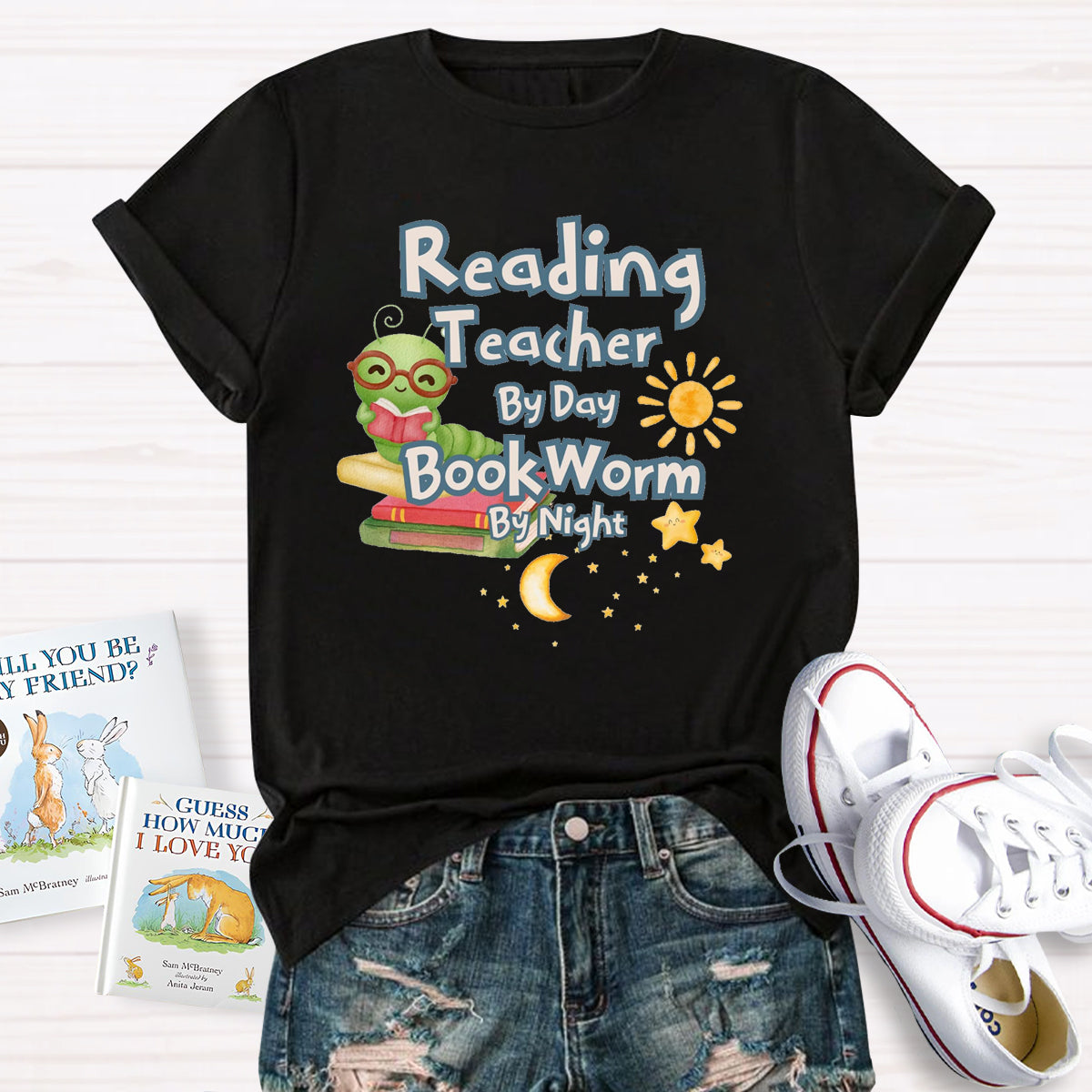 Reading Teacher By Day Bookworm By Night T-Shirt