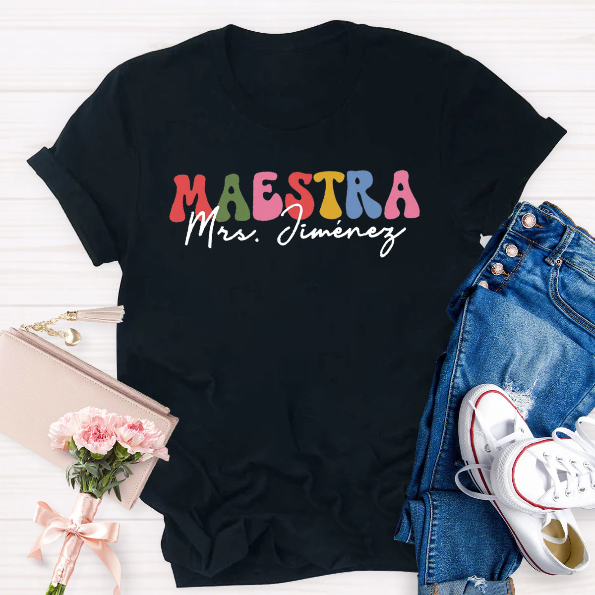 Personalized Name Maestra Spanish Teacher T-Shirt