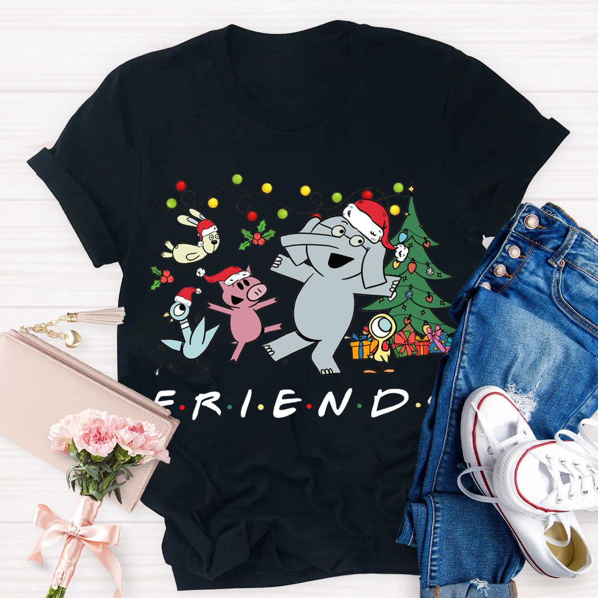 Friends Elephant And Piggie Christmas T-Shirt