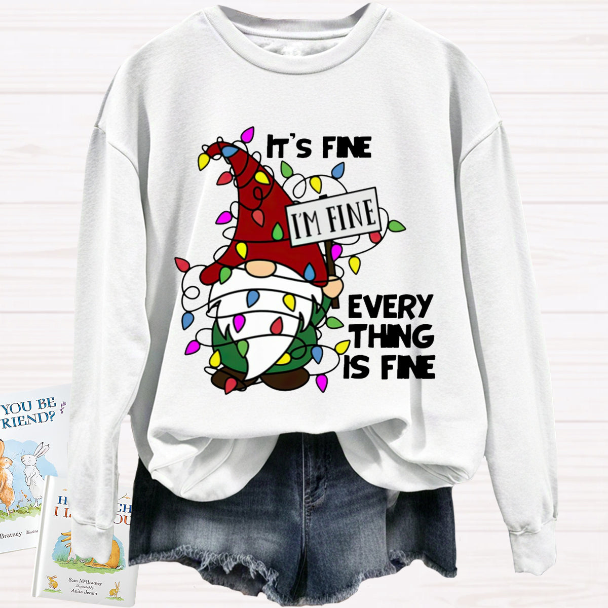 It's Fine I'm Fine Everything Is Fine Gnome Christmas Sweatshirt