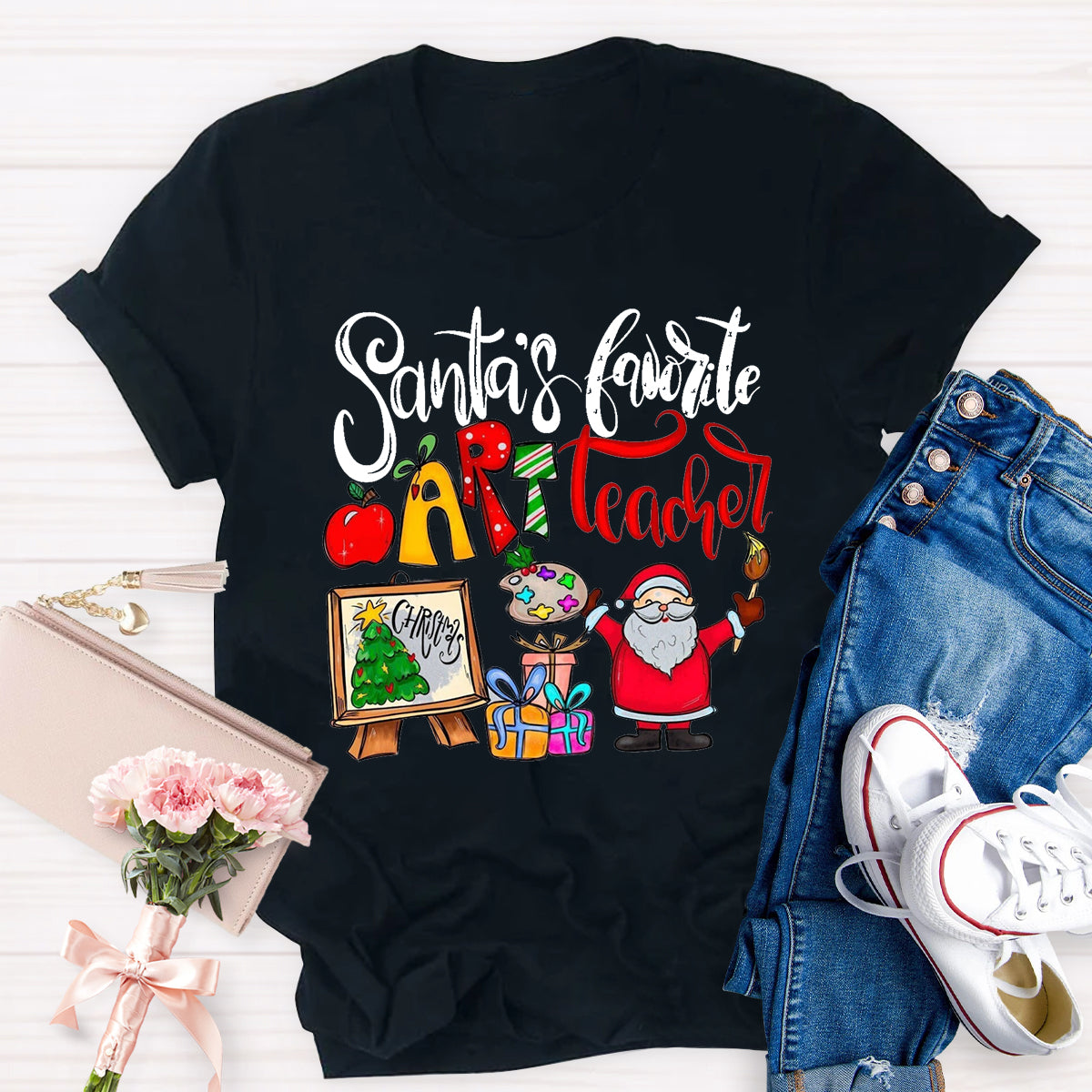 Santa's Favorite Art Teacher T-Shirt