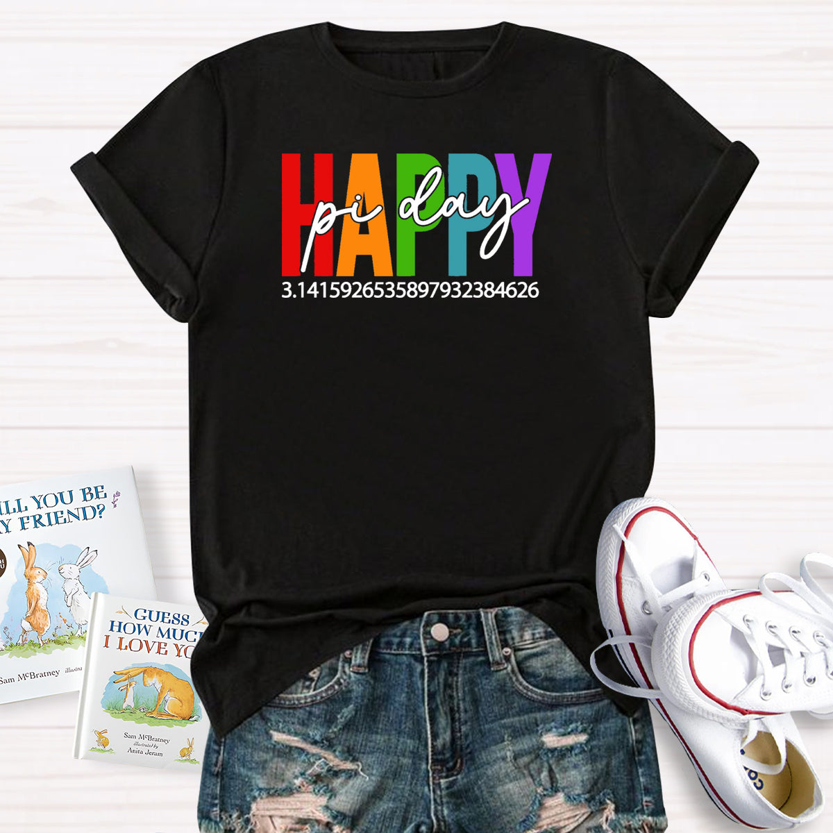 Happy Pi Day Colorful Letter Teacher T-Shirt