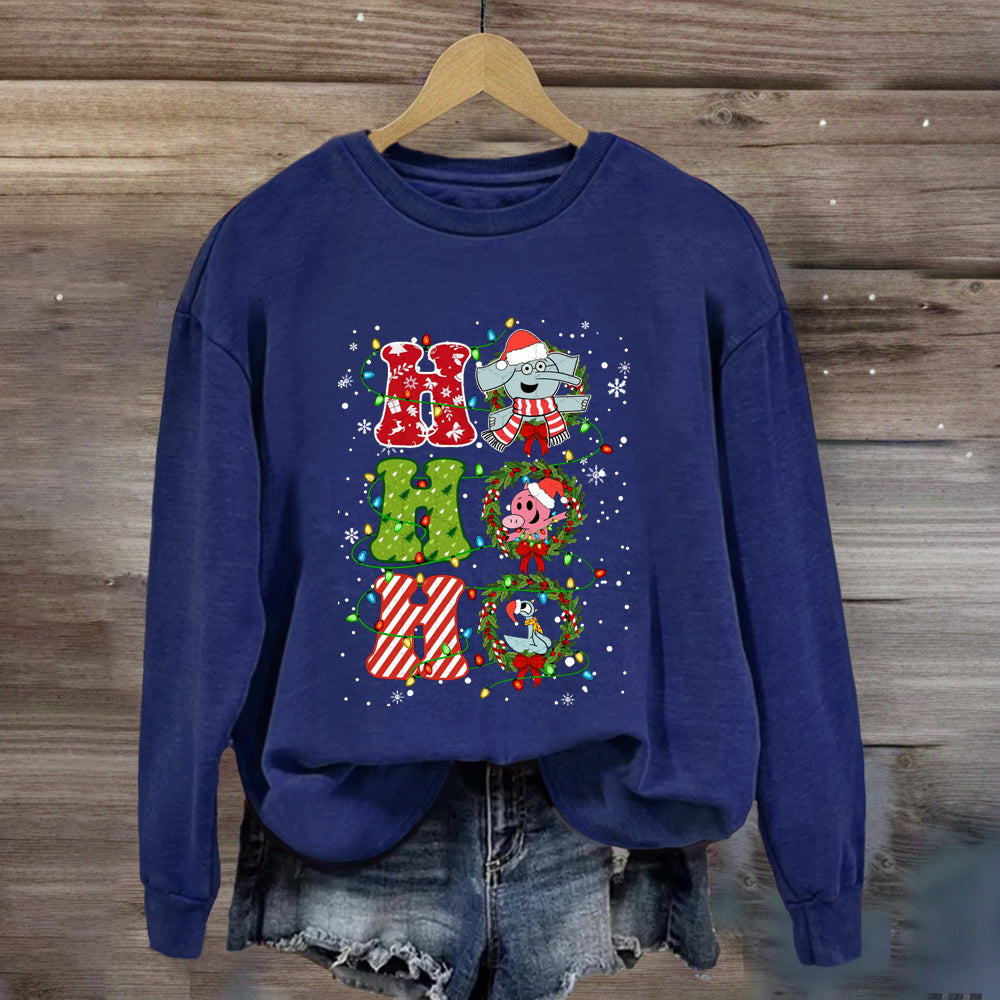 Ho Ho Ho The Elephant And Friends Merry Christmas Sweatshirt