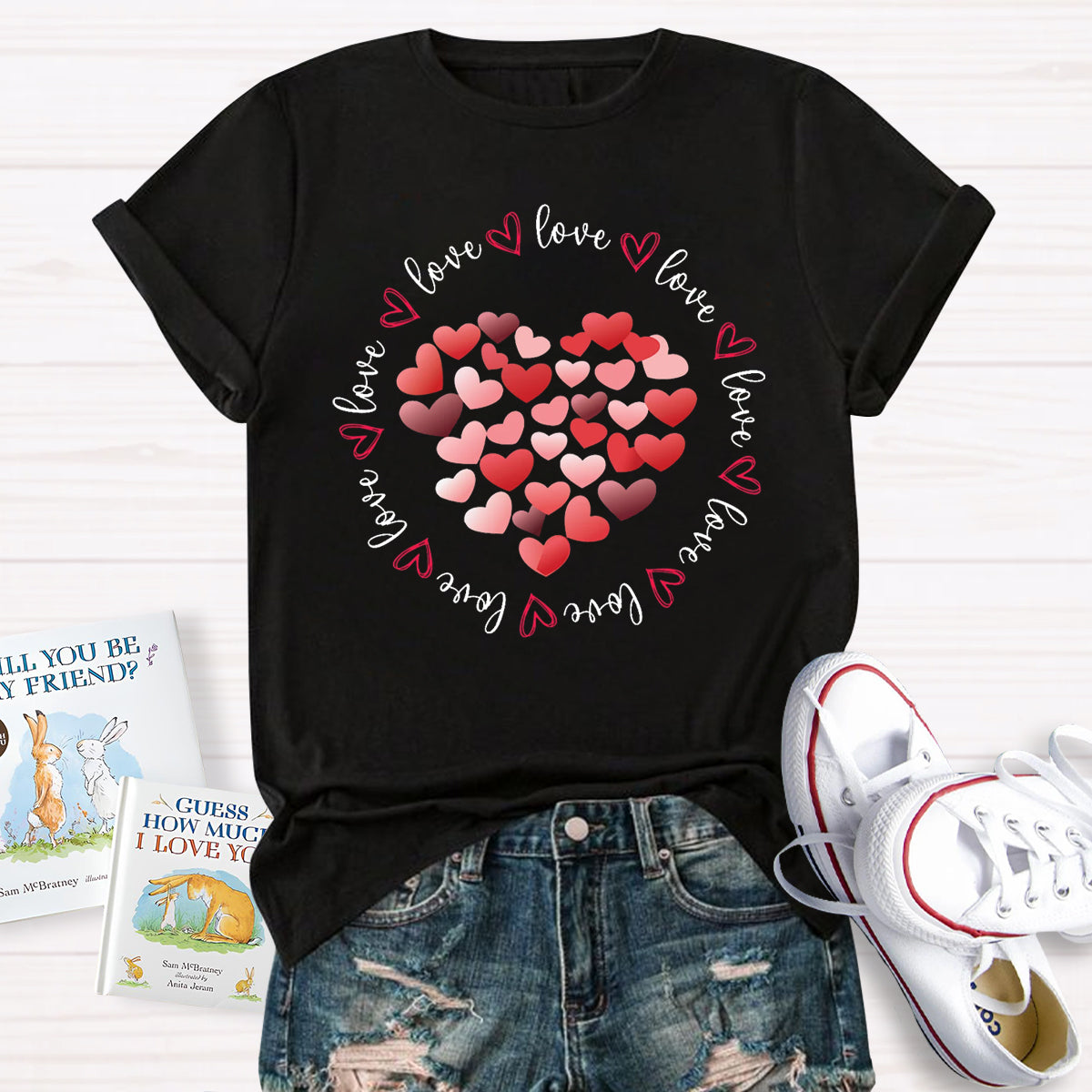 Valentines Day Red and Pink Hearts Love T-Shirt