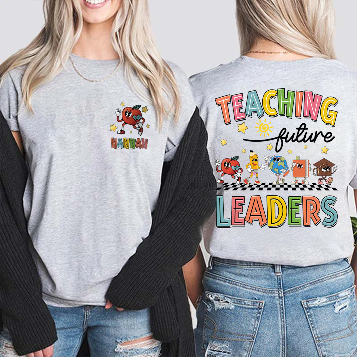 Personalized Name Teaching Future Leaders Double Printed T-shirt