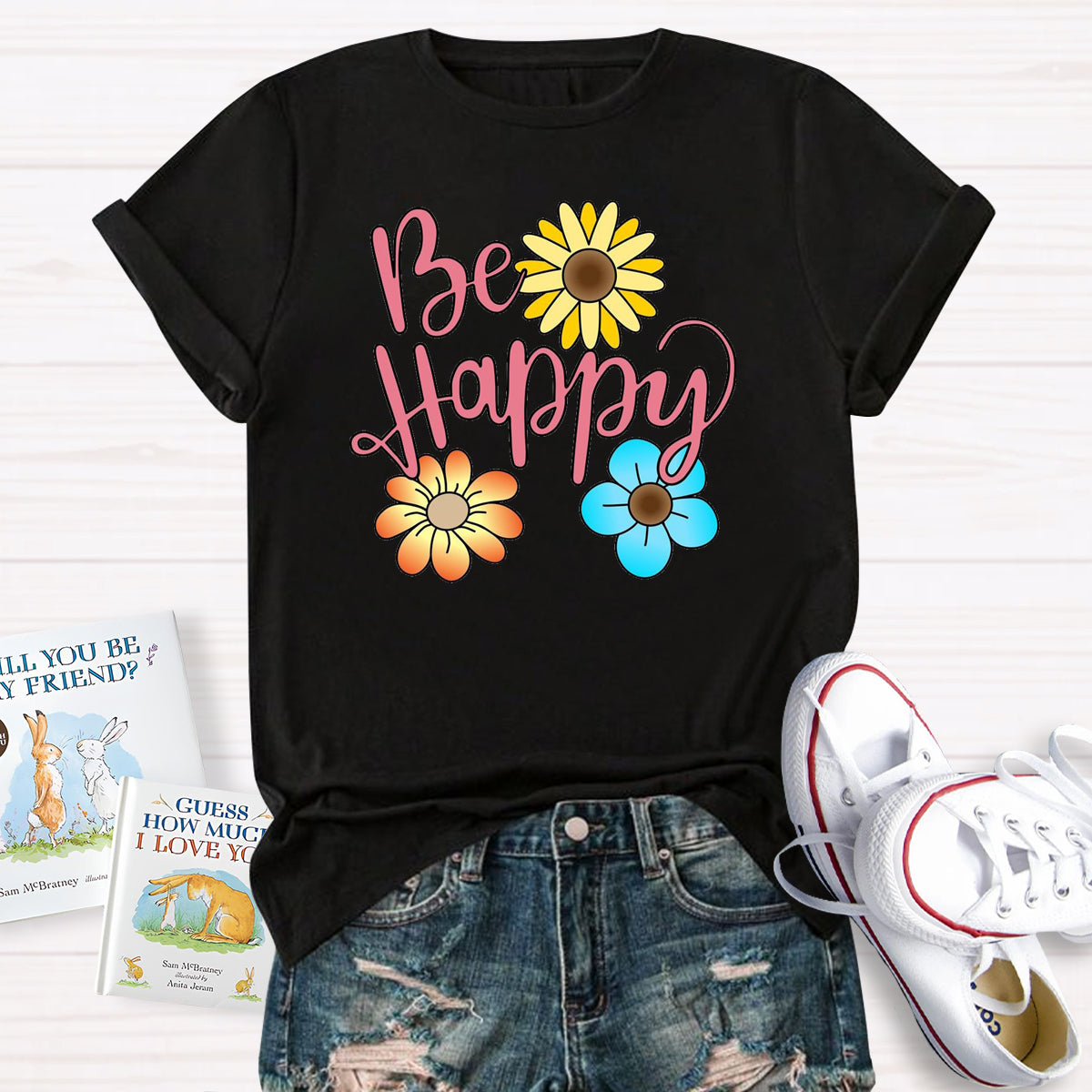 Be Happy Brighter Flower T-Shirt