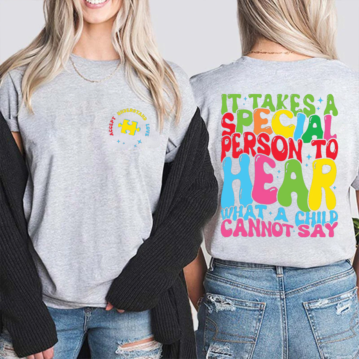 It Takes A Special Person To Hear What A Child Cannot Say Double Printed T-shirt