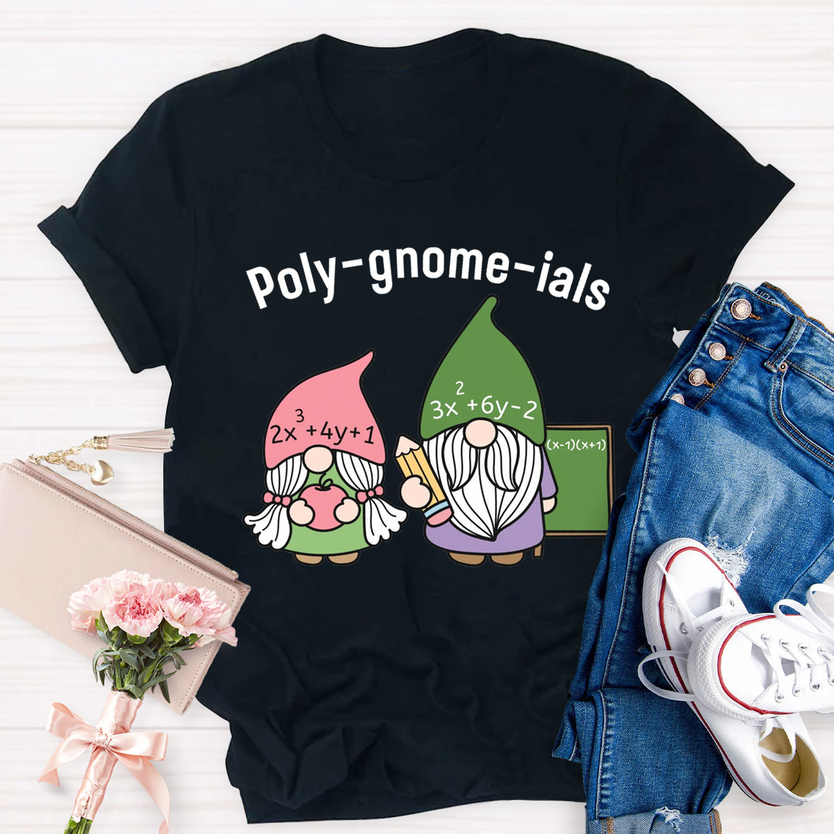 Funny Math Teacher Poly-gnome-ials Funny Gnome T-Shirt