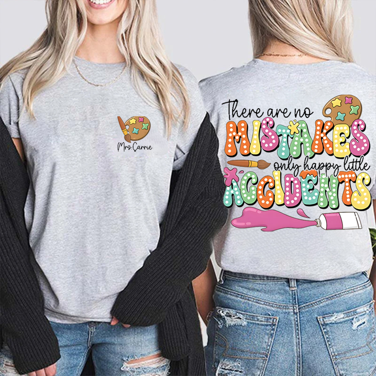 Personalized Name Happy Little Accidents Double Printed T-shirt