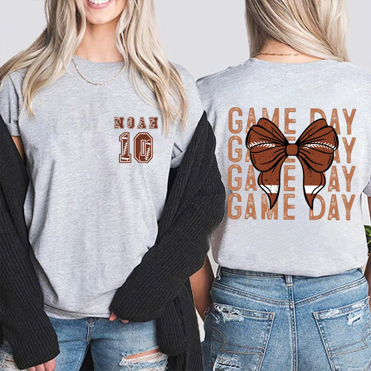 Personalized Name And Number Game Day Double Printed T-shirt