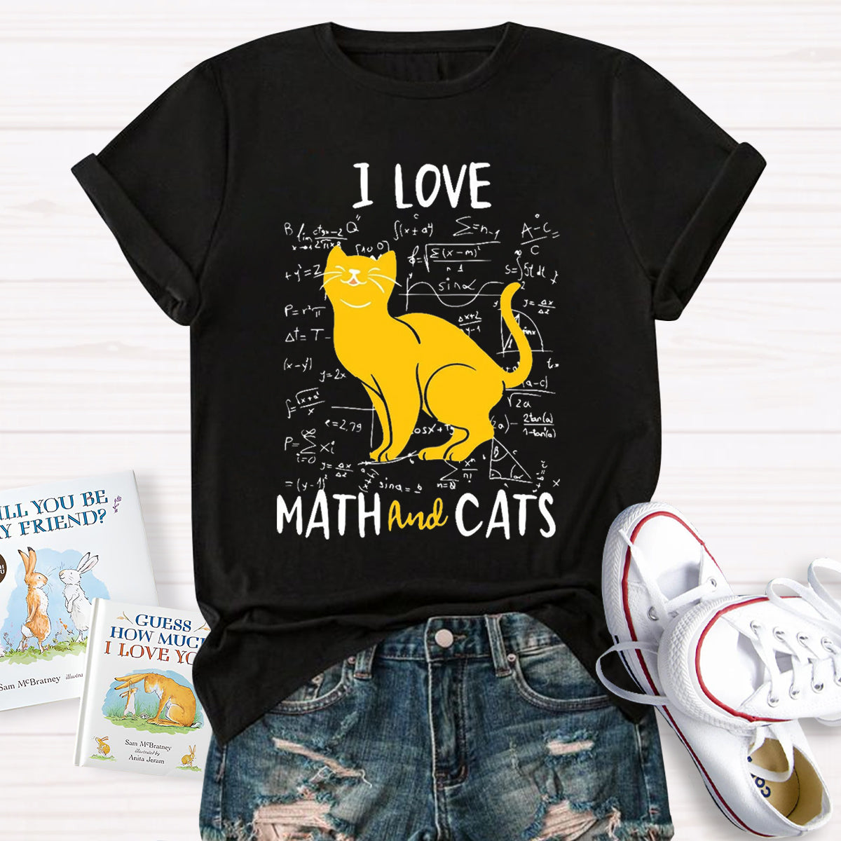 I Love Math And Cats Teacher T-Shirt