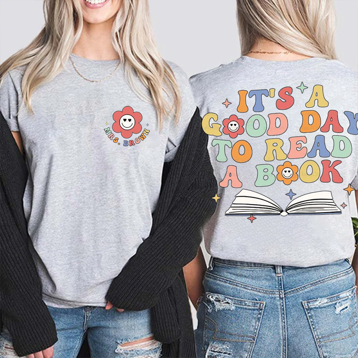 Personalized Name It's A Good Day To Read A Book Double Printed T-shirt