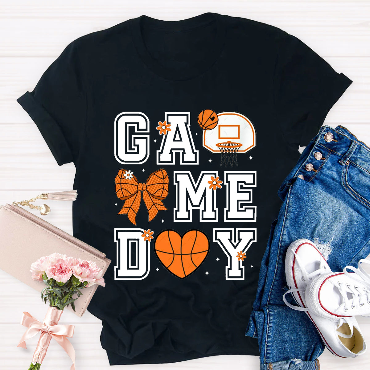 Game Day Bow Basketball T-Shirt