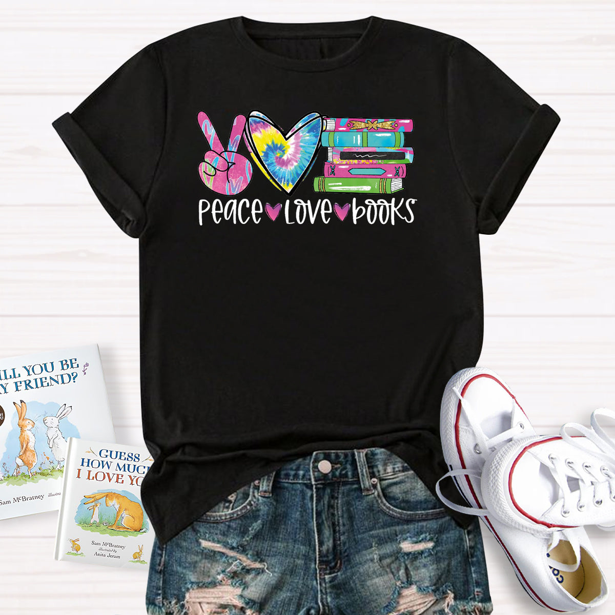 Peace Love Books T-Shirt