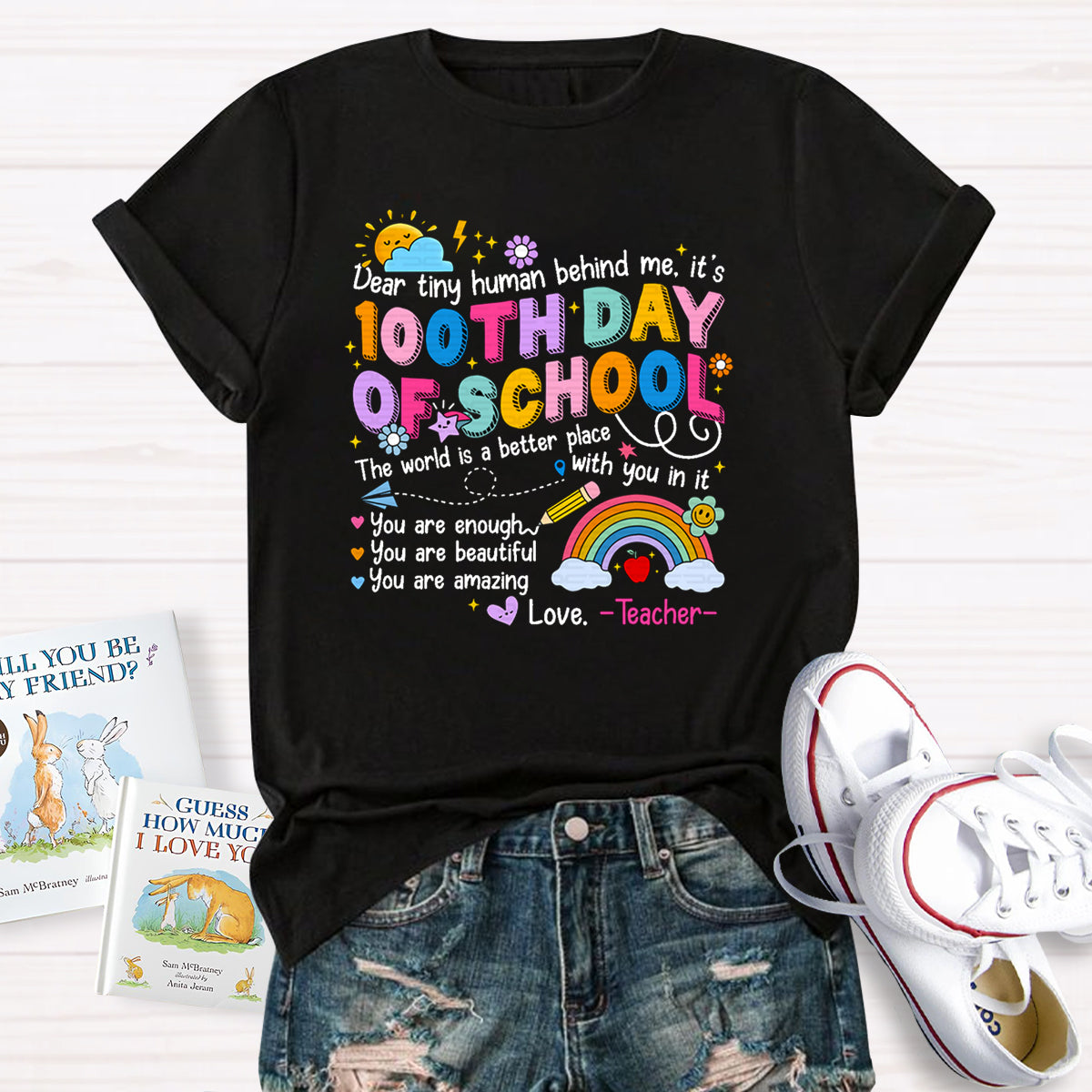 Dear Tiny Human Behind Me 100th Day Of School T-Shirt