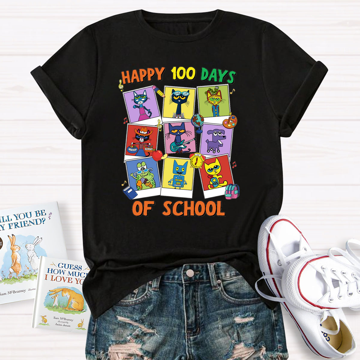 Pete The Cat Happy 100 Day Of School T-Shirt