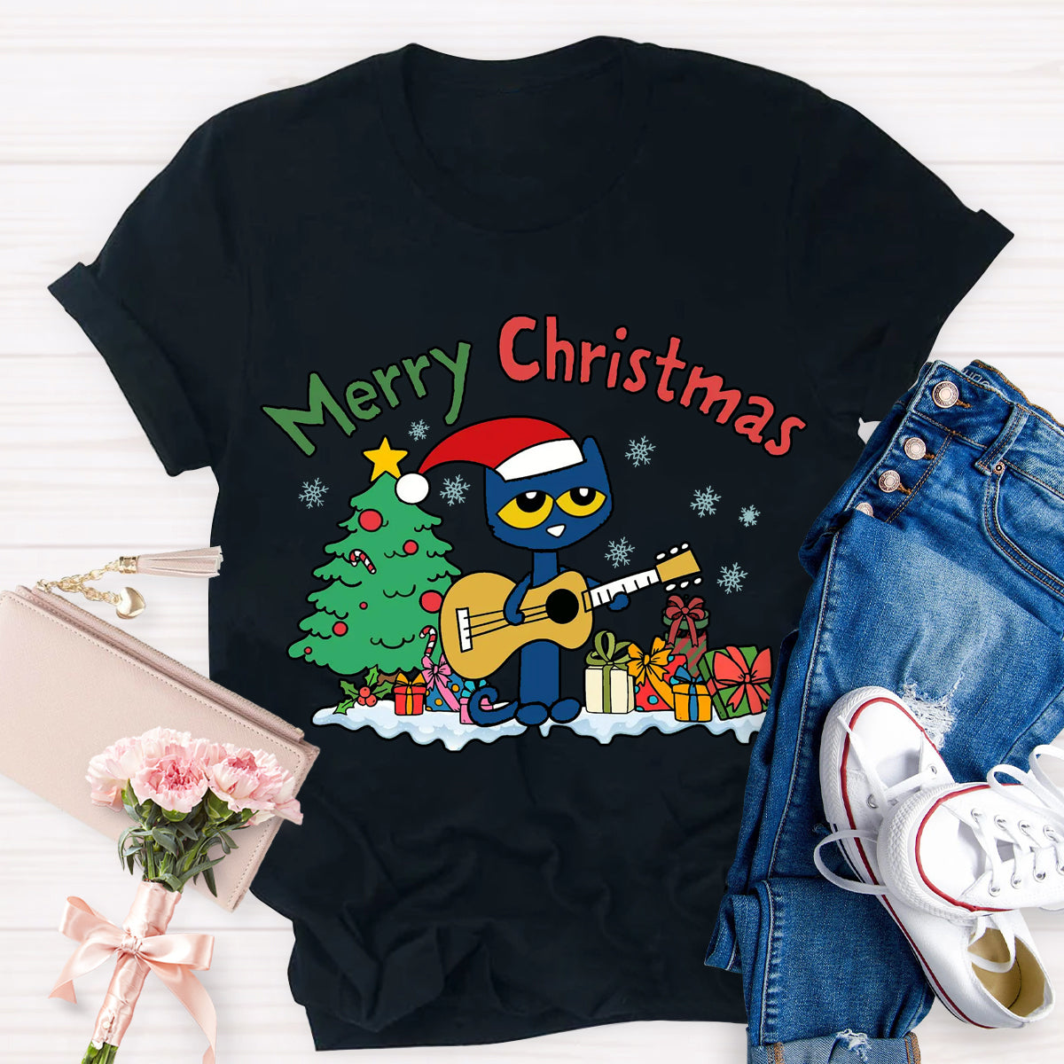 Merry Christmas Pete Groovy Cat T-Shirt