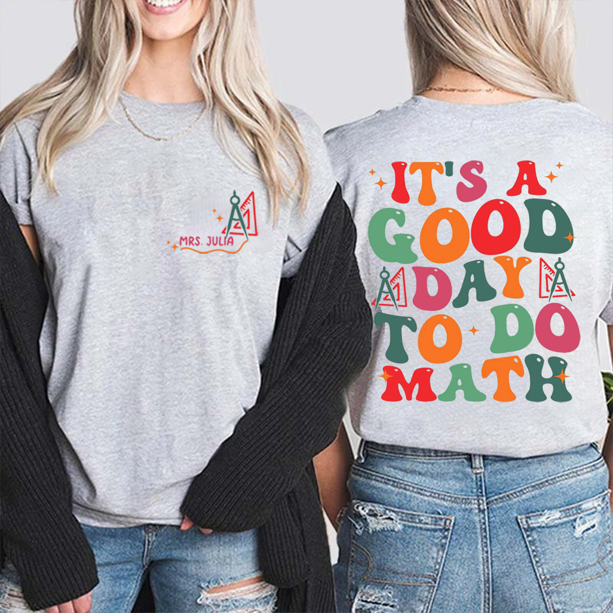 Personalized Name It's A Good Day To Do Math Double Printed T-shirt