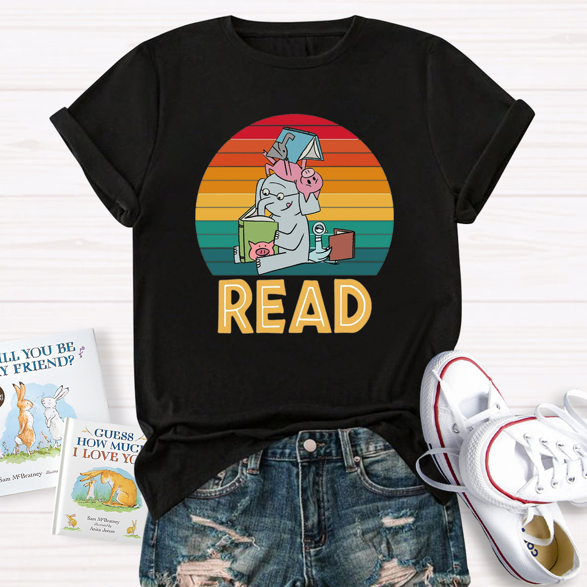 Read Books Elephant Teacher T-Shirt