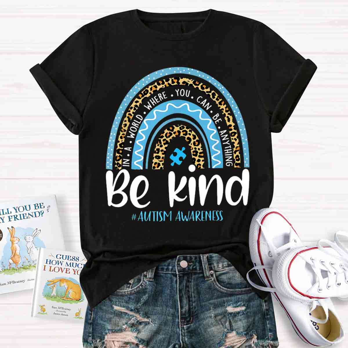 Be Kind Blue Rainbow Teacher T-Shirt