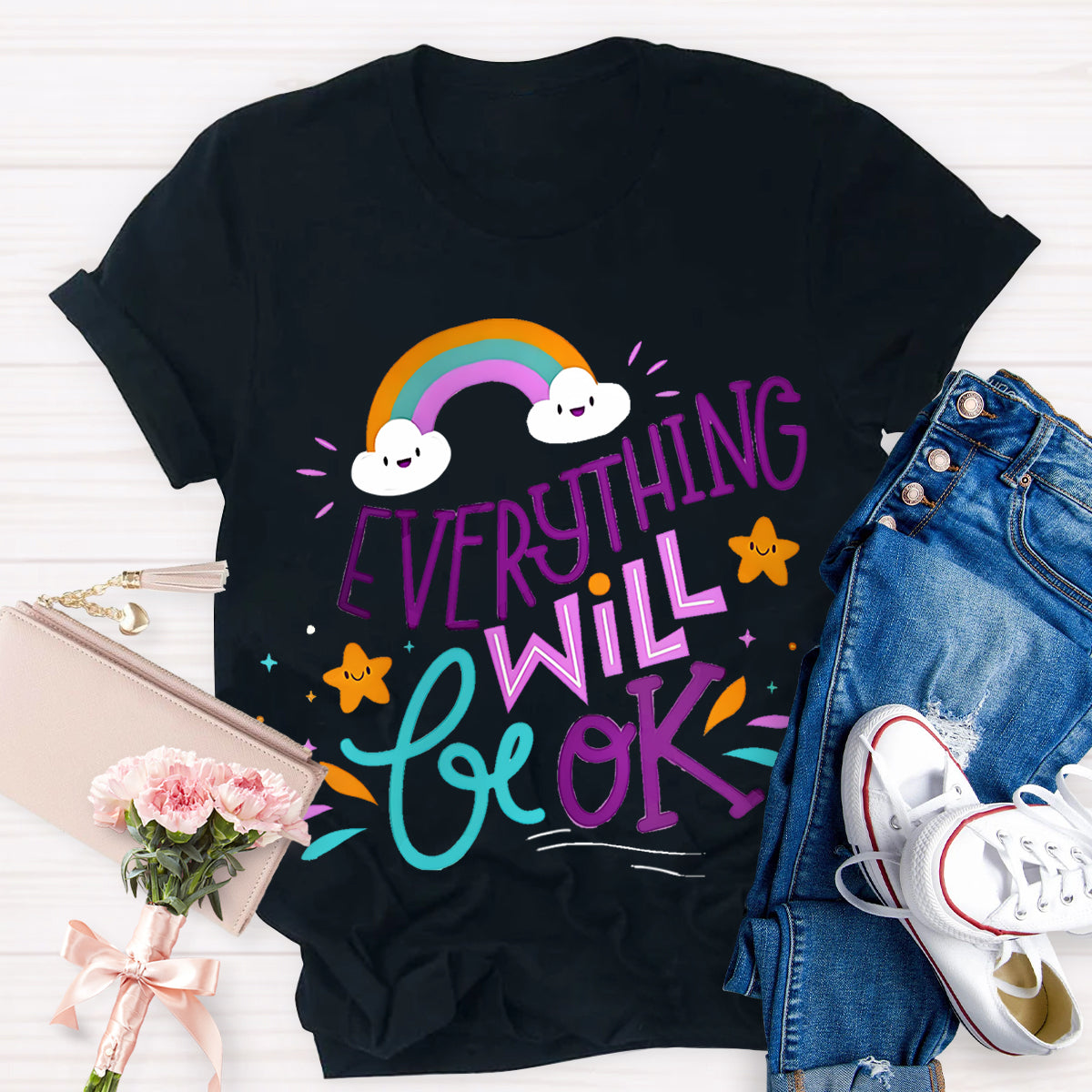 Everything Will Be Ok Rainbow T-Shirt