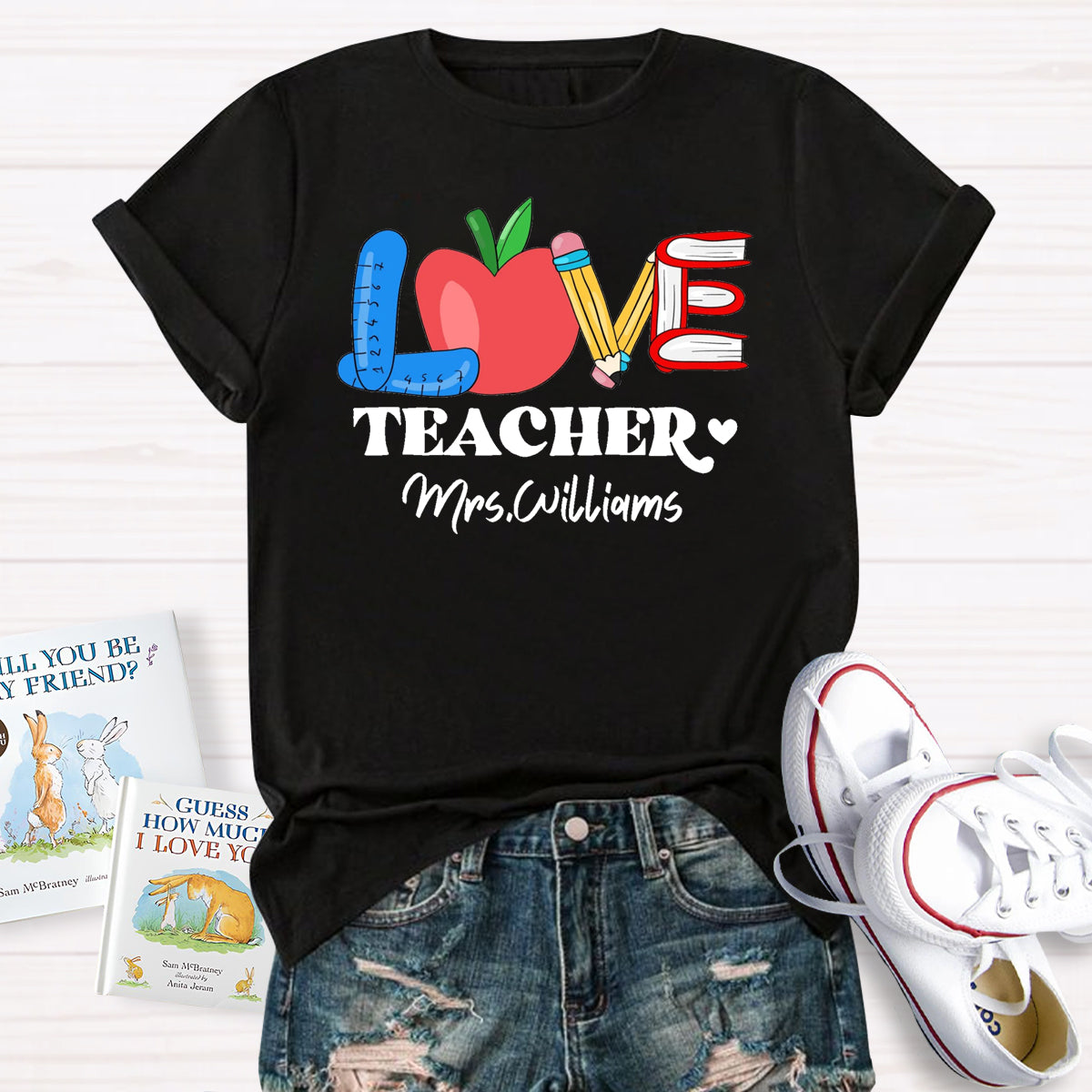 Personalized Name Love Teacher T-Shirt