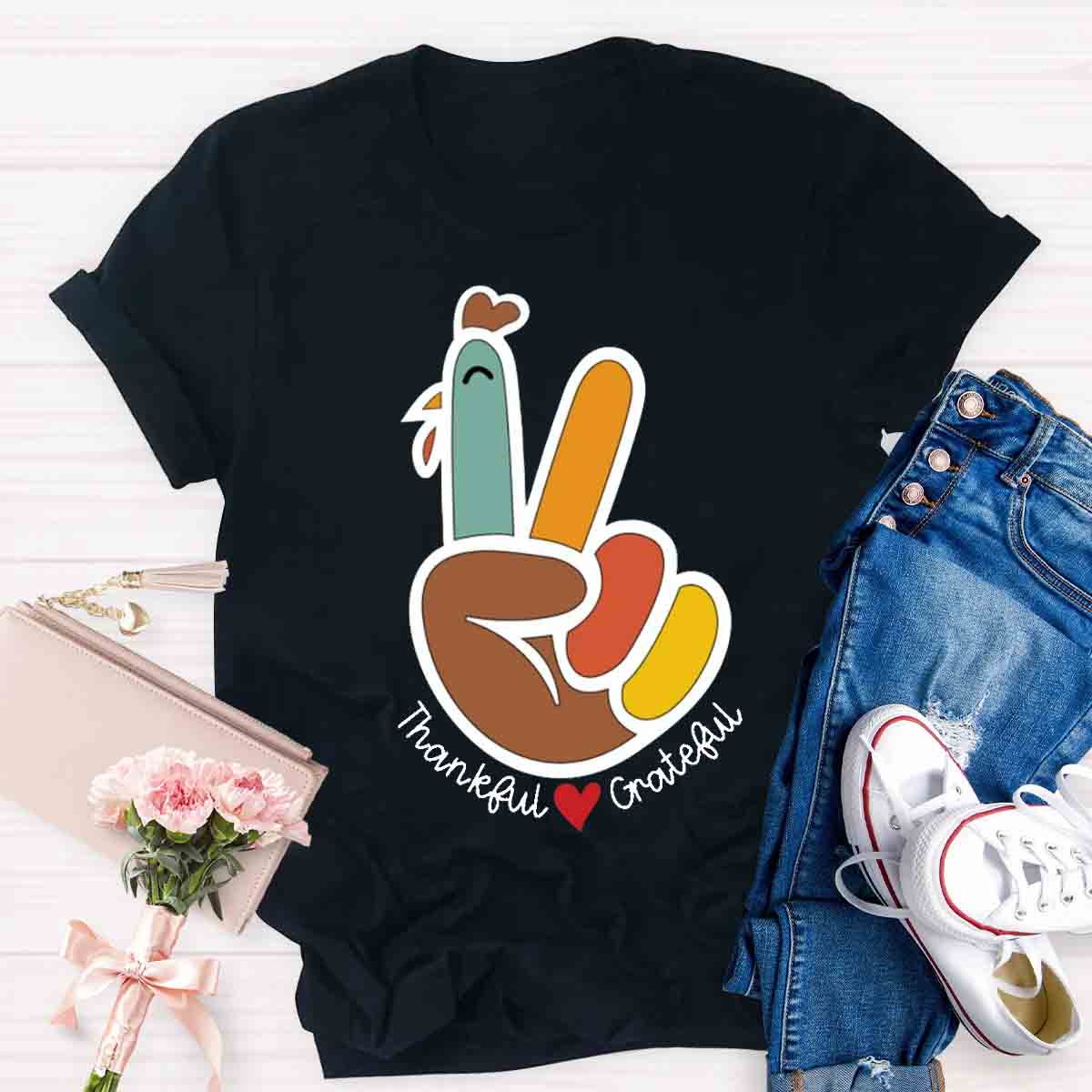 Funny Turkey Thankful Teacher T-Shirt