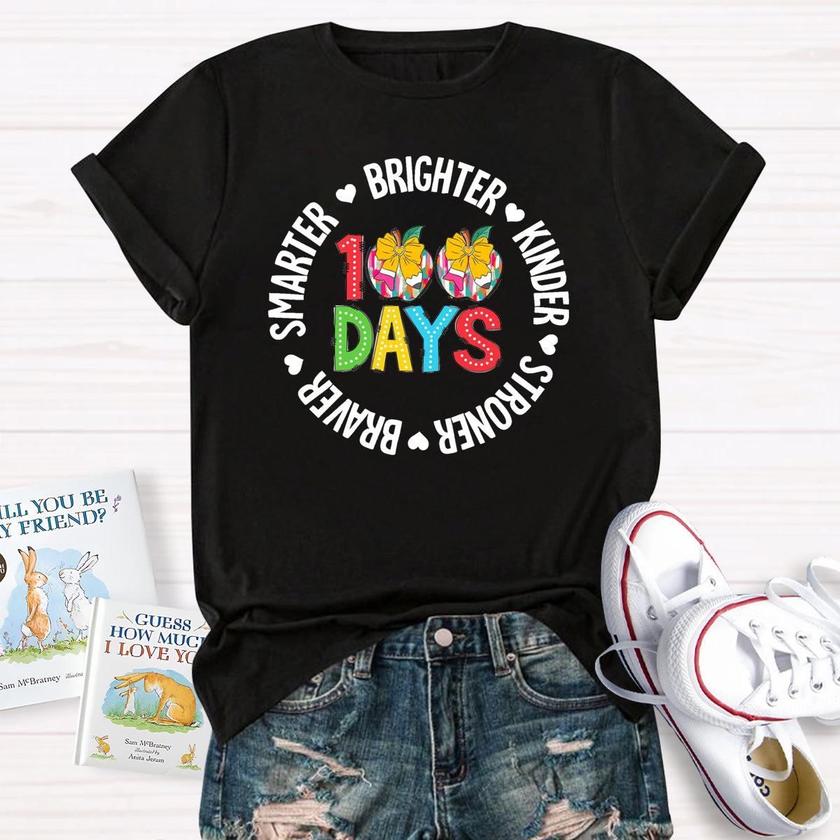 100 Days Brighter Kinder Teacher T-Shirt