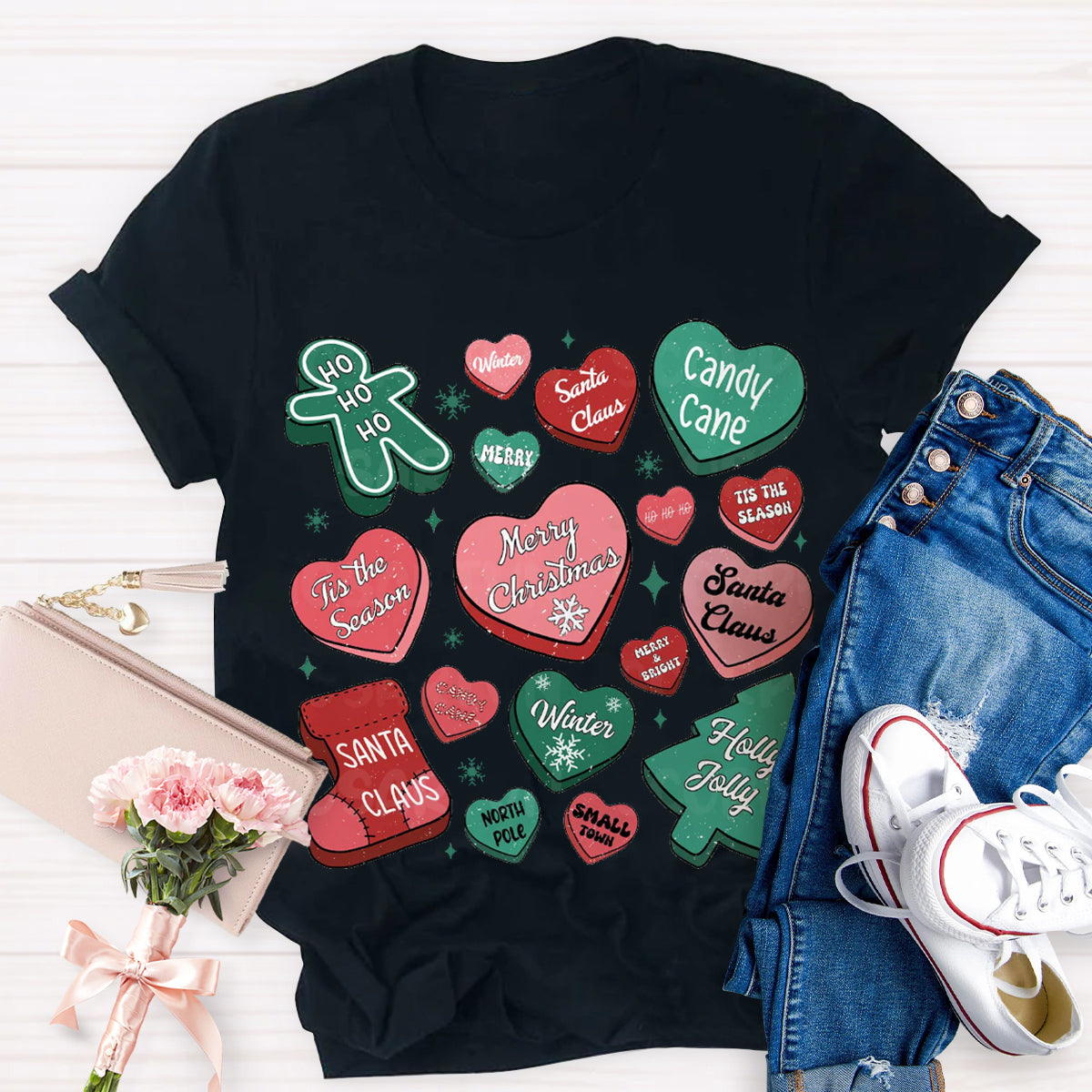 Candy Hearts Christmas T-Shirt