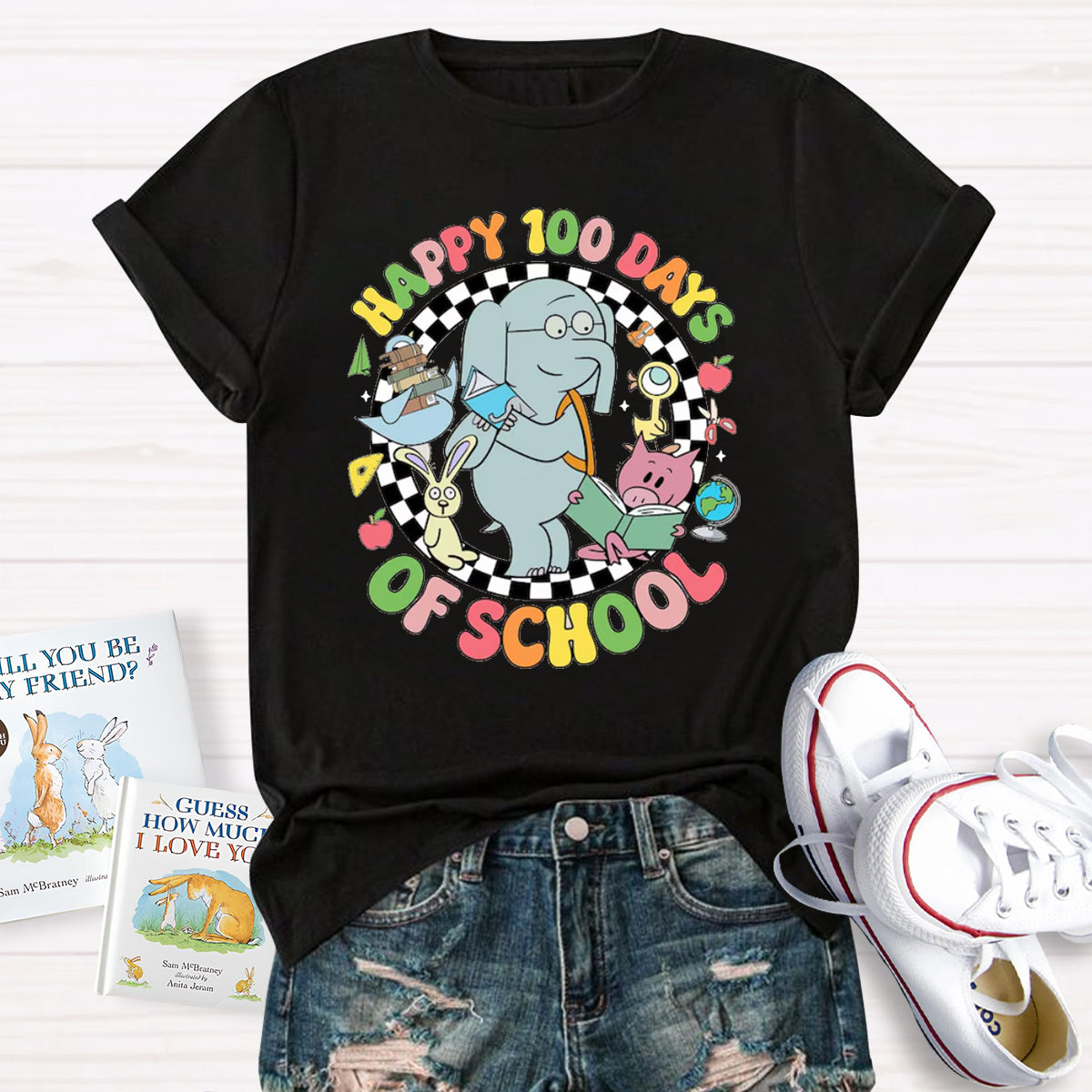 Happy 100 Days of School Elephant And Piggie Teacher T-Shirt