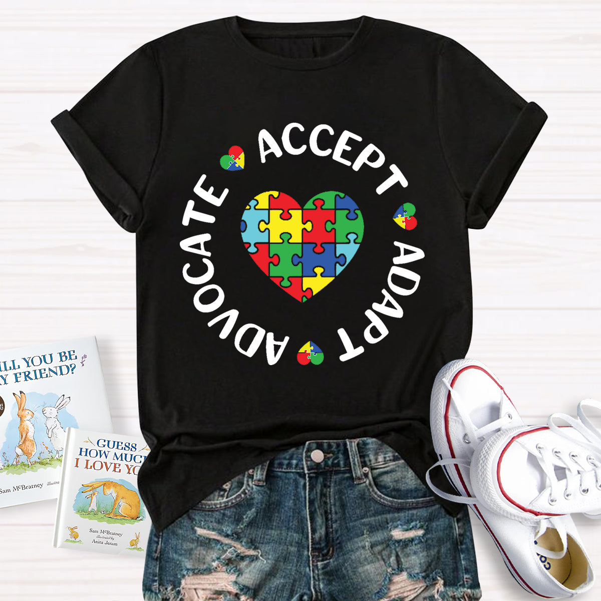 Accept Adapt Advocate Heart Special Education Teacher T-Shirt