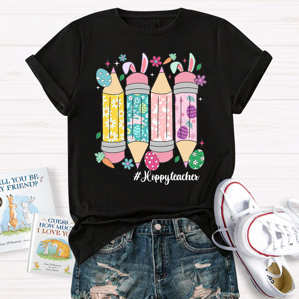 Easter Bunny Pencil Happy Teacher T-Shirt