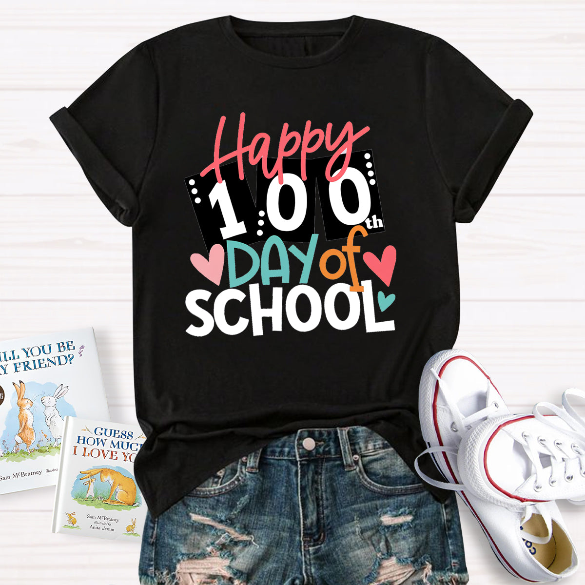 Happy 100th Days Of School Card Teacher T-Shirt