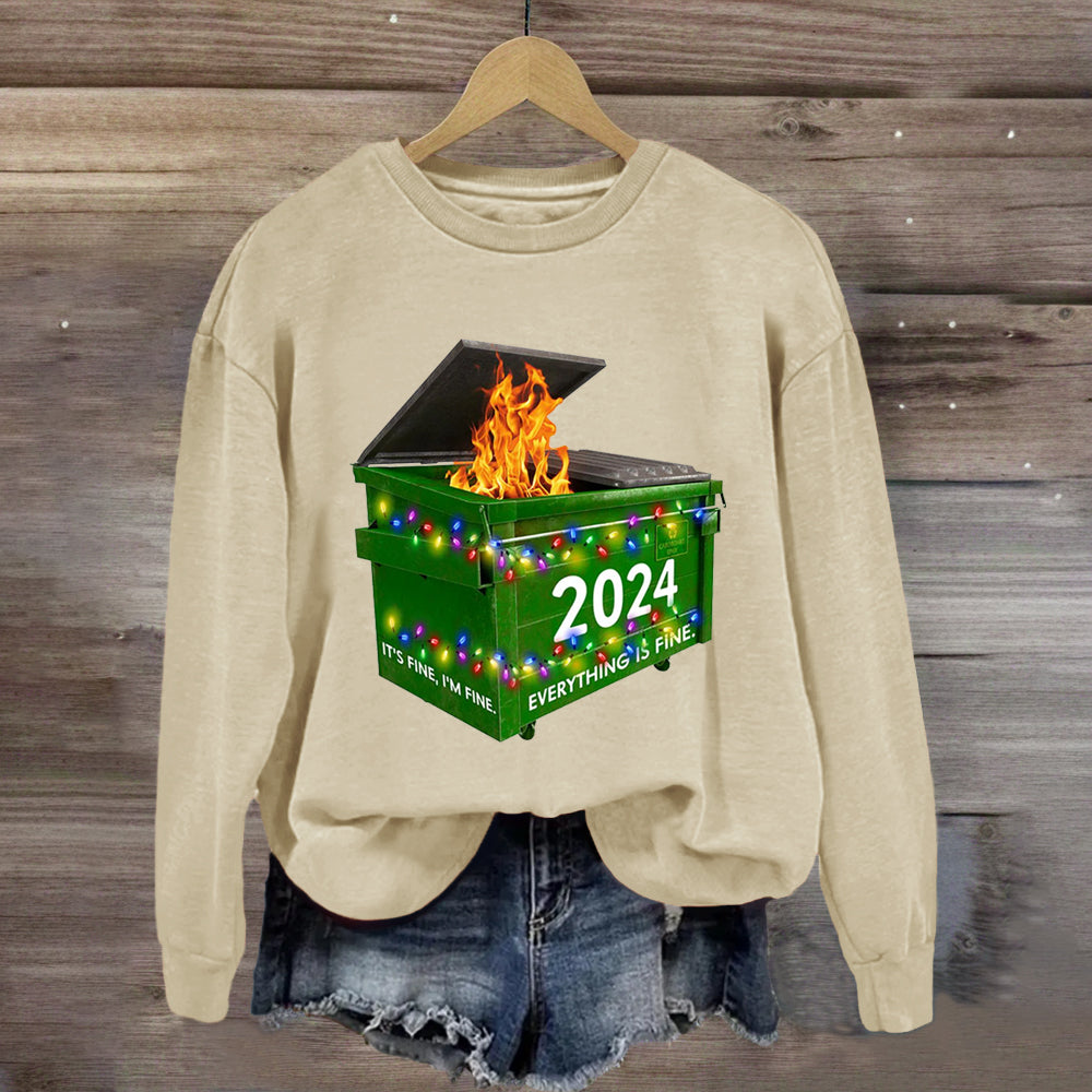 Everything Is Fine Funny Dumpster Fine Christmas Sweatshirt