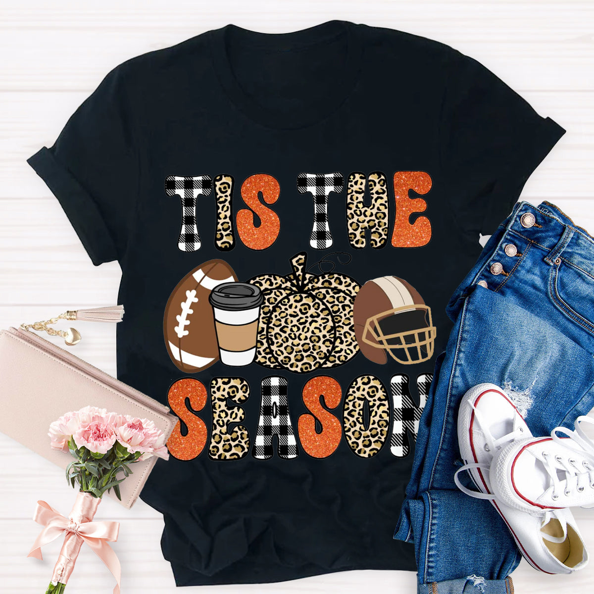 Tis The Season Game Day  Pumpkin Teacher T-Shirt