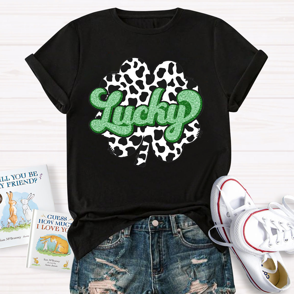 Milk pattern Shamrock LuckyTeacher T-Shirt