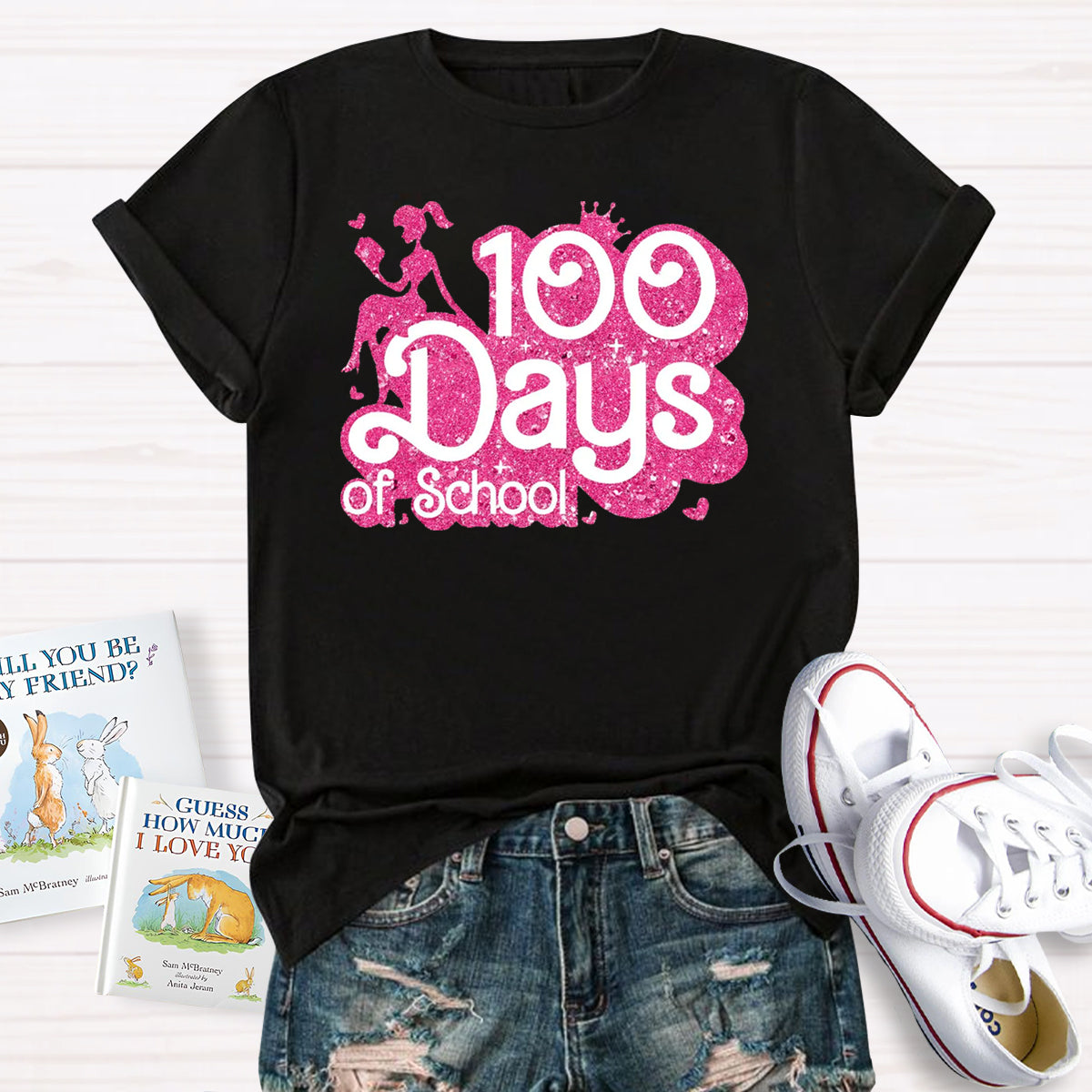 100 Days Of School Pink Teacher T-Shirt