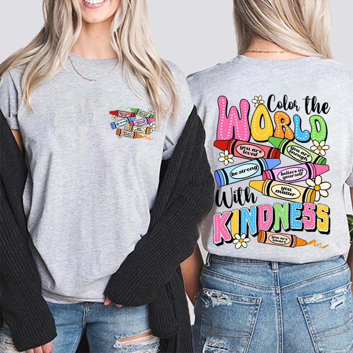 Color The World With Kindness Double Printed T-shirt