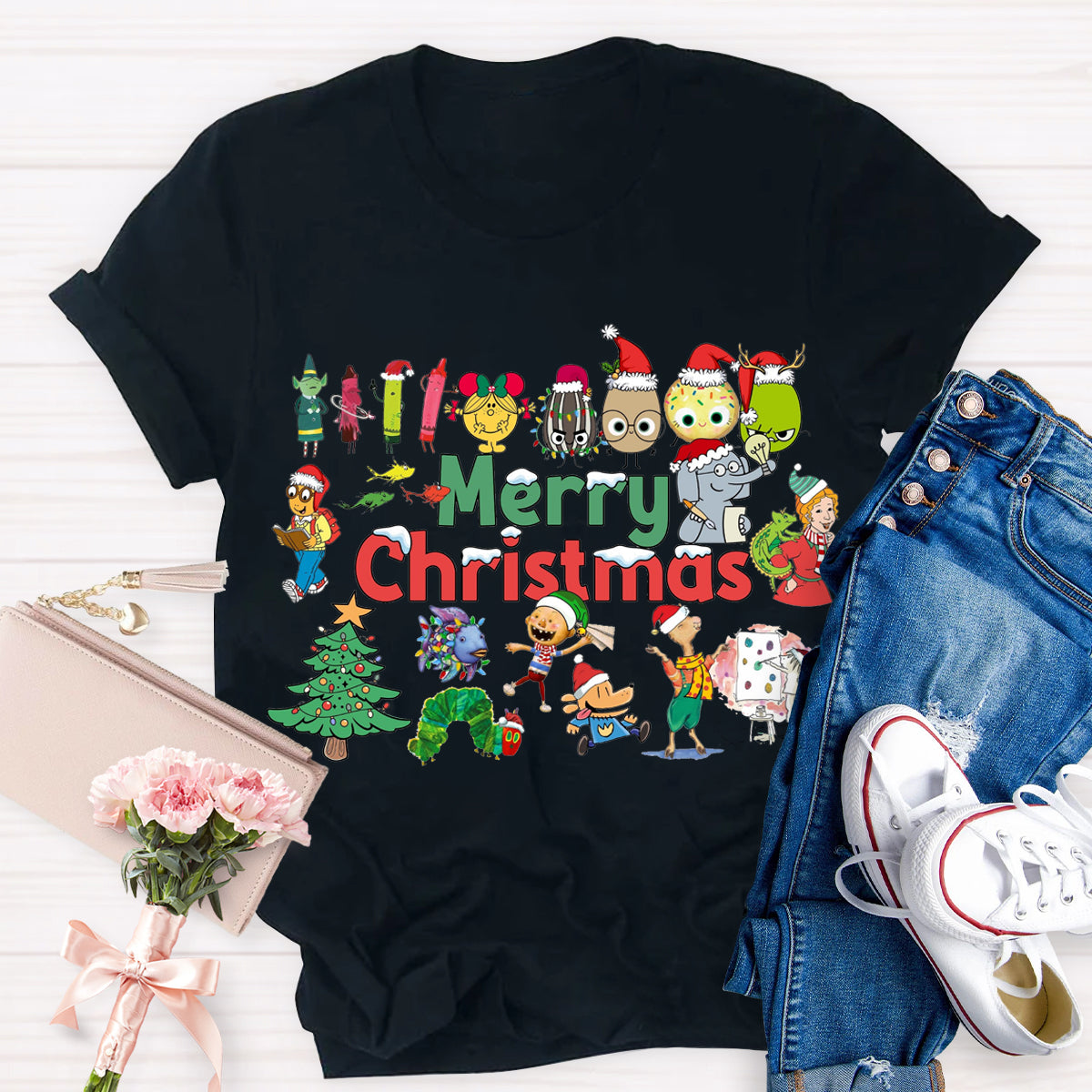 Merry Christmas Character Illustrations in Picture Books T-Shirt