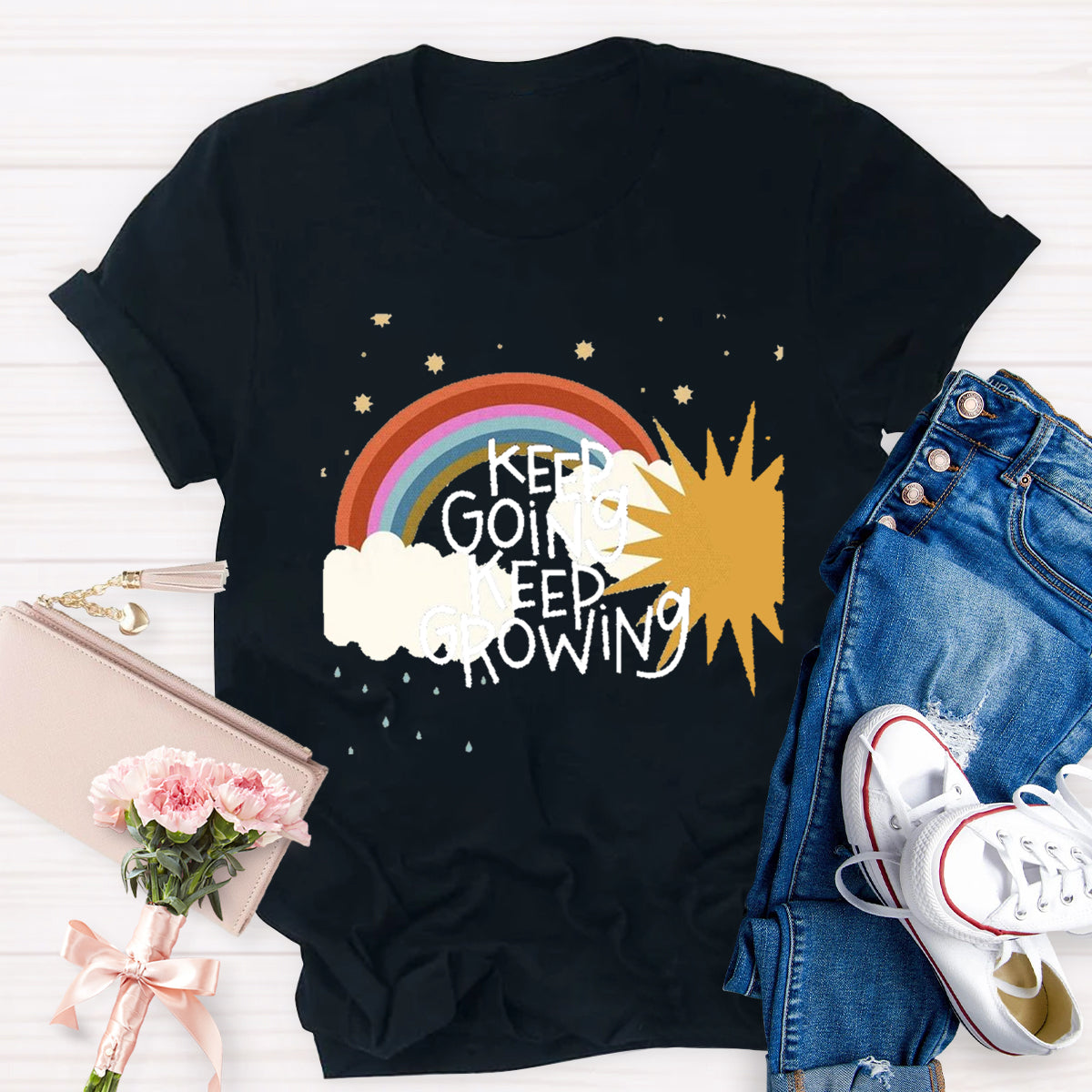 Keep Going Keep Growing Rainbow T-Shirt