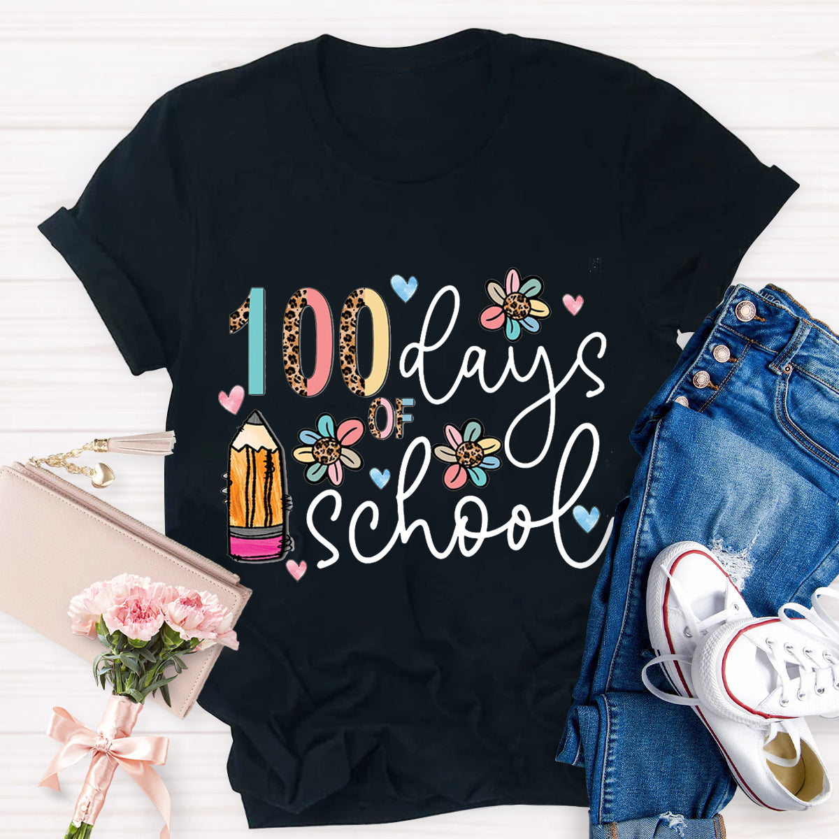 100 Days Of School Pencil Teacher T-Shirt