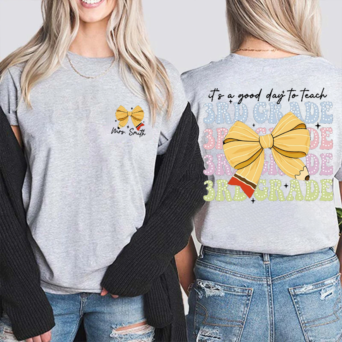 Personalized Name And Grade It's A Good To Teach 3rd Grade Double Printed T-shirt