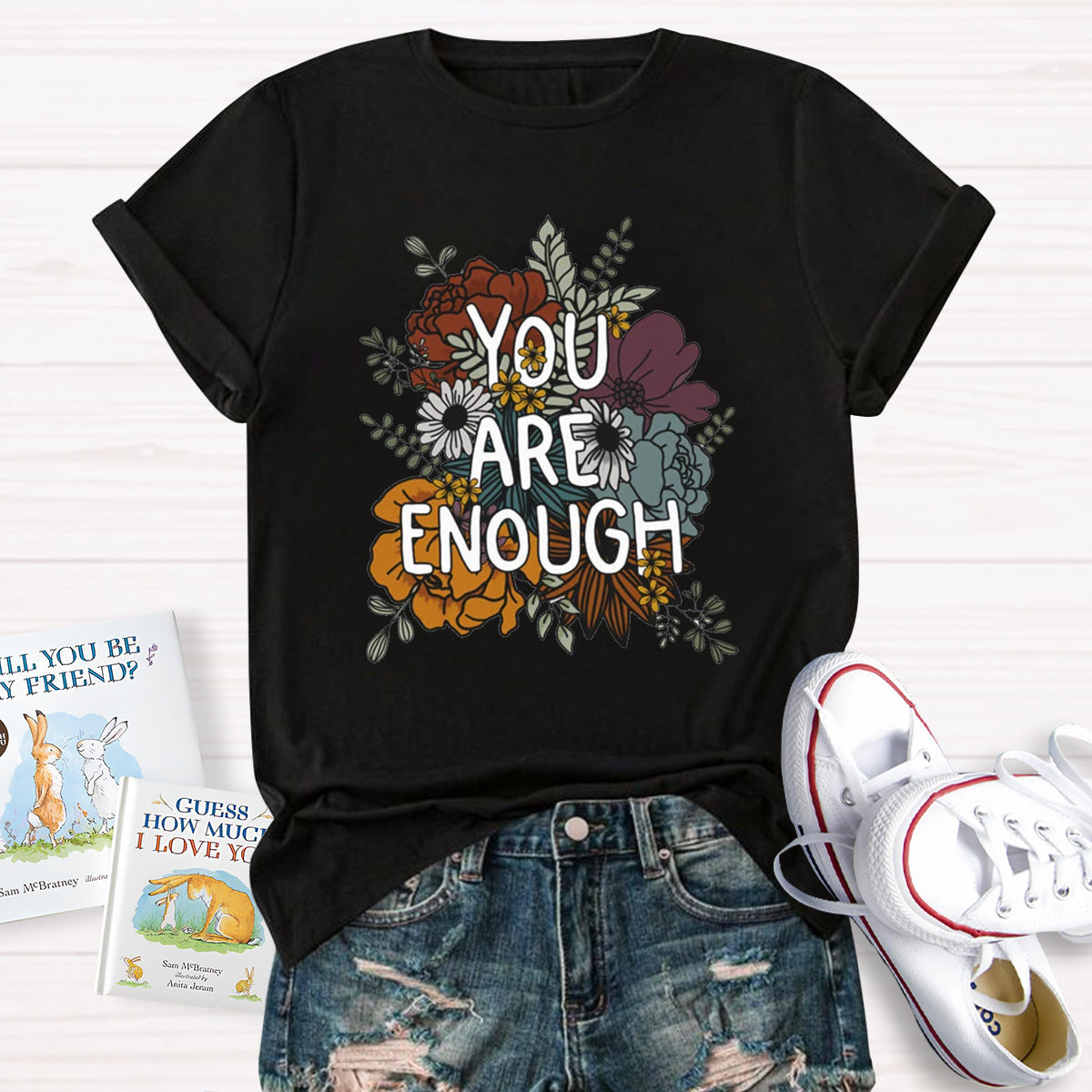 You Are Enough Floral Printed T-Shirt