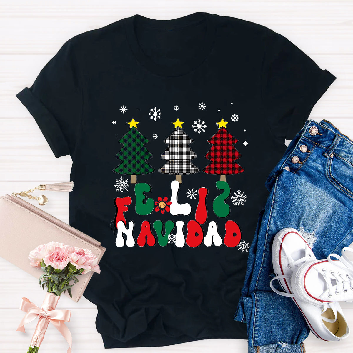 Spanish Christmas Feliz Navidad Teacher T-Shirt