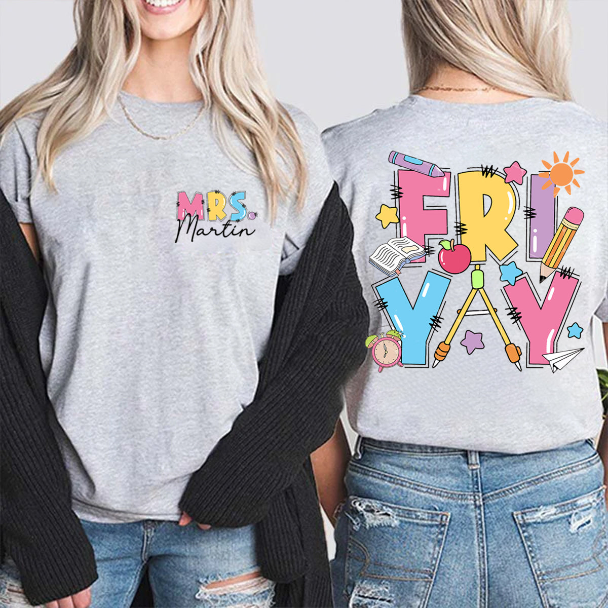 Personalized Name Friyay Double Printed T-shirt